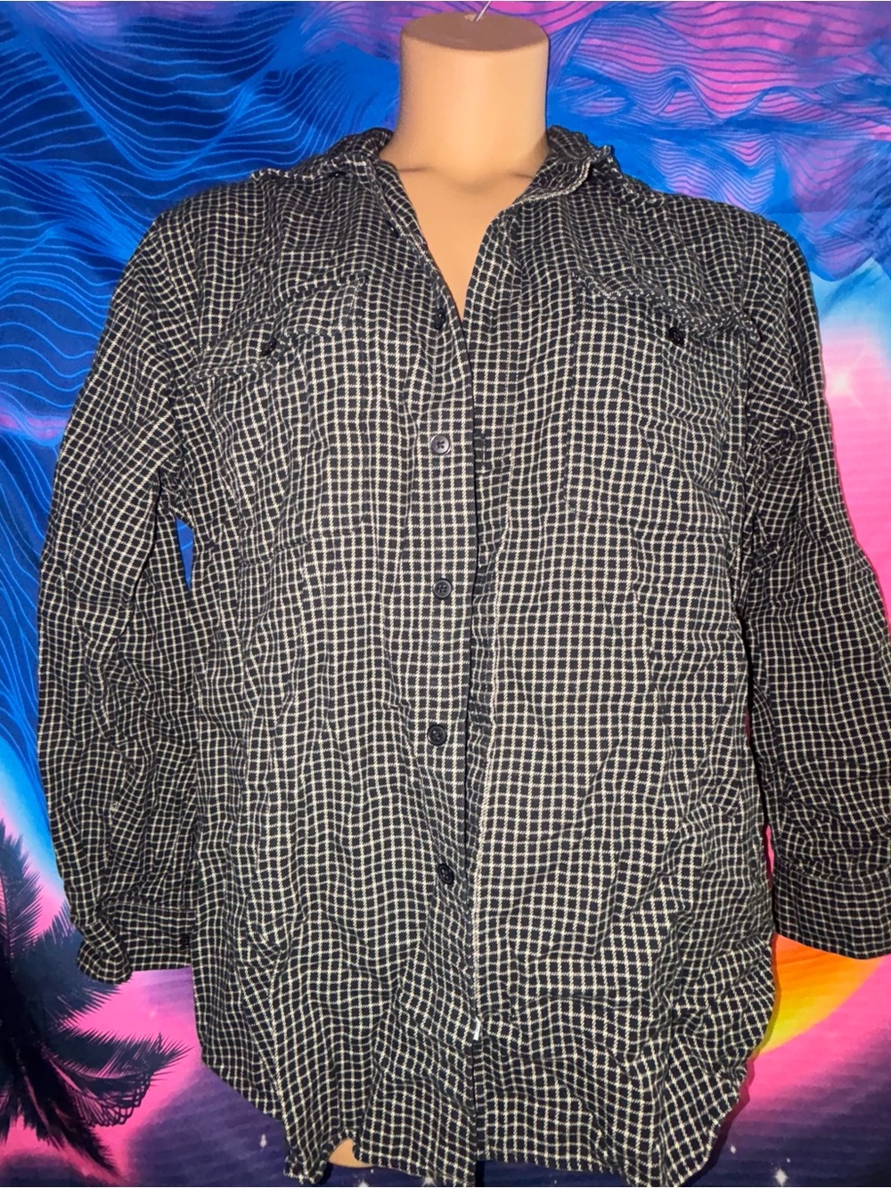 Ralph Lauren Black & White Checked Button-Up Jacket